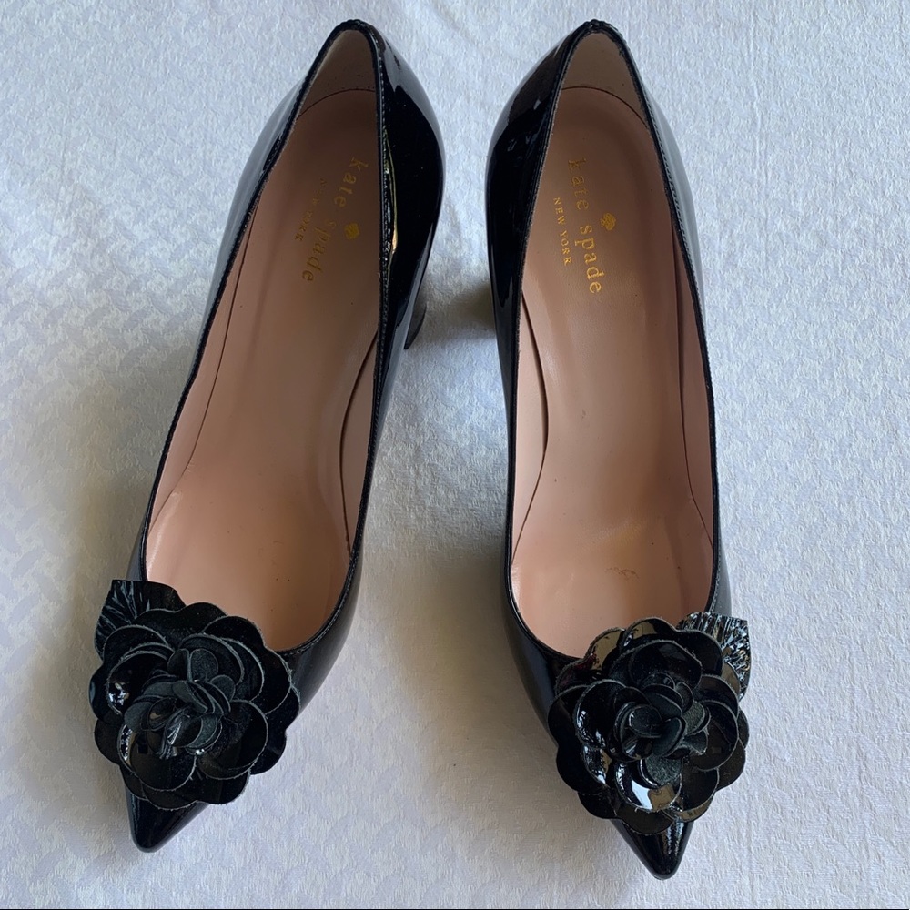 Kate Spade Black Heels with Floral Accent
